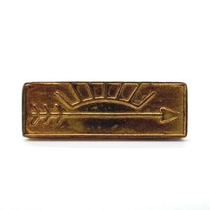 Vintage‎ Sun and Arrow Lapel Pin Gold Tone Rectangular Emblem (No Back)